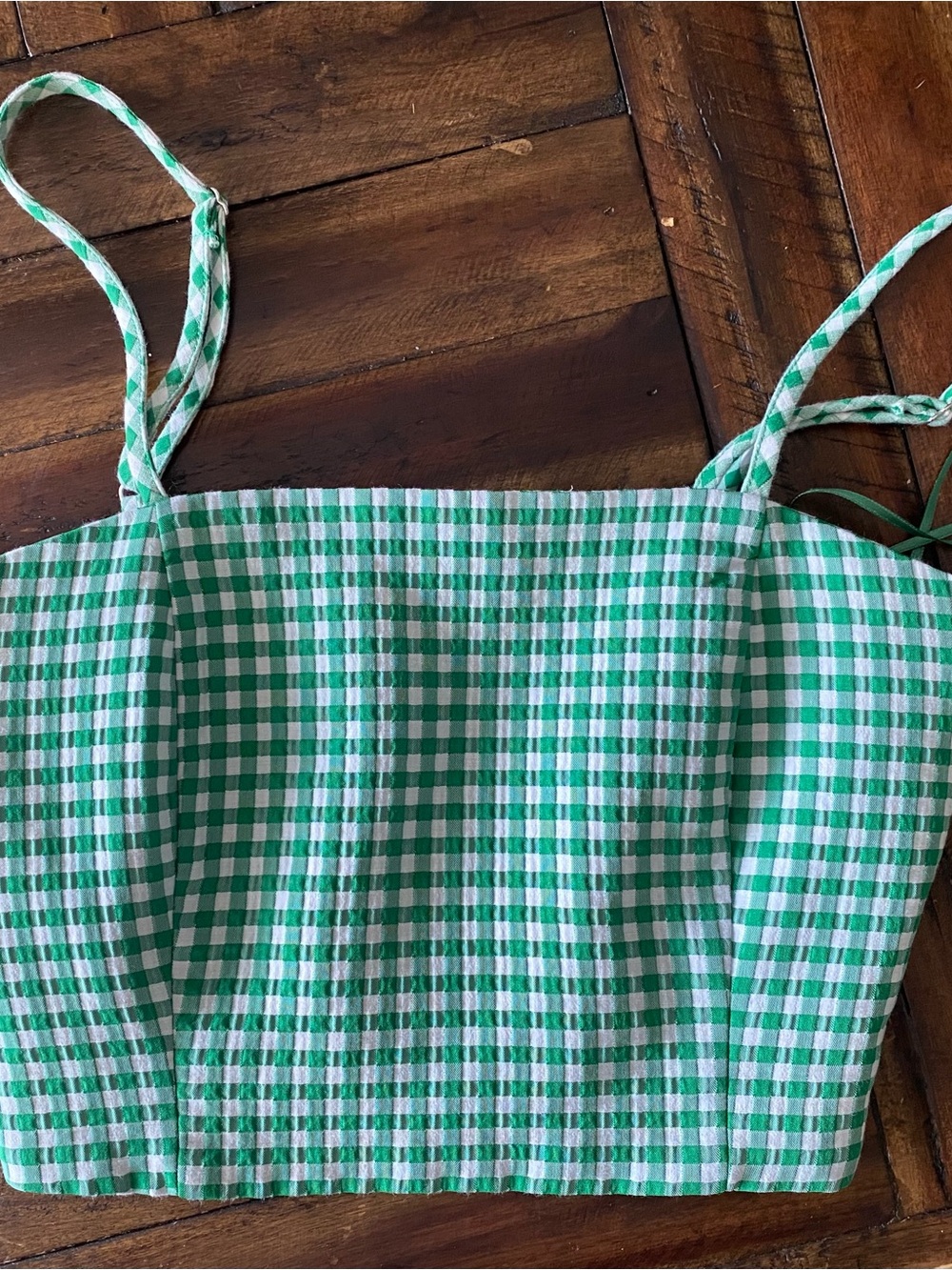 Zara Green & White Gingham Cropped Tank